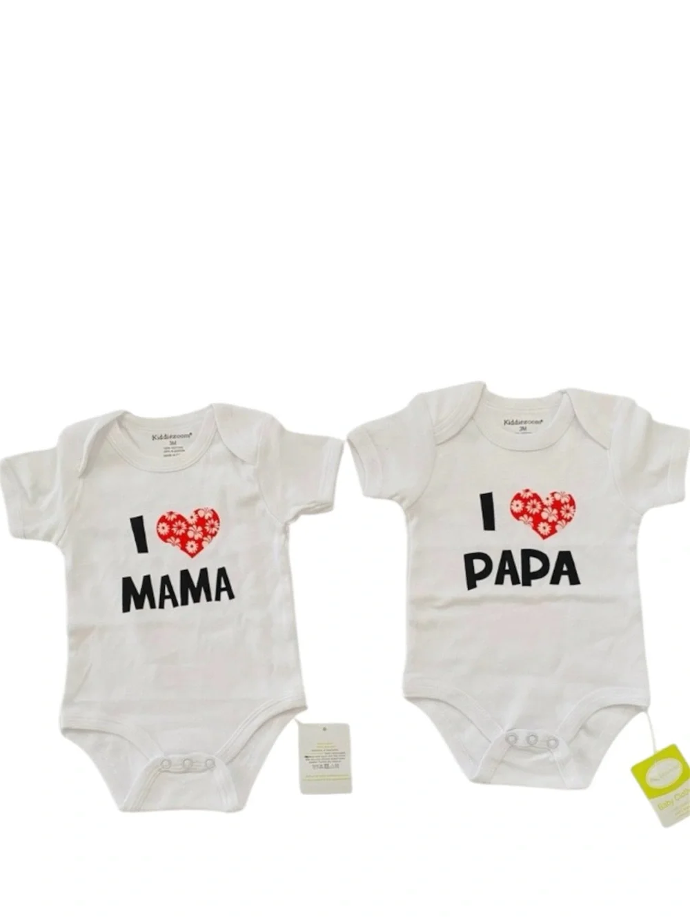 Unisex Infant Baby I Love Papa I Love Mama Bodysuit Onesie White 3 Months